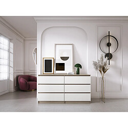 Avis 3XELIVING Commode 6 Tiroirs : Chêne Sonoma / Blanc Mat, 138 x 39 x 79 cm