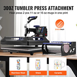 Avis Vevor Presse a Chaud 5-en-1, Plaque Chauffante 38x38 cm, Machine de Sublimation Textile avec Presse a Tasses 89 cL, Pivotant a 360°, Pressage Numerique, T-shirt/Chapeau/Tasse/Assiette, Noir et Bleu