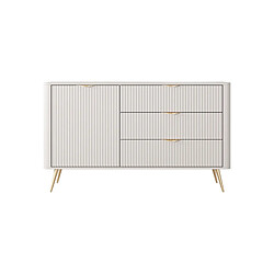 3XELIVING Commode : 3 Tiroirs, 1 Porte, Cachemire, Pieds Dorés, 138,2 x 81,2 x 38cm