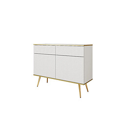 3XELIVING Buffet blanc glamour avec pieds dorés, 107 x 39 x 85 cm 