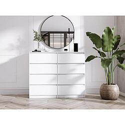 Avis 3XELIVING Commode 8 tiroirs : Blanc Mat, 120 x 39 x 101 cm