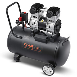 Vevor Compresseur deAir sans Huile, Reservoir Acier 60 L, 1,25 kW, 5,3 CFM 90 PSI, Pression Max 125 PSI, Compresseur Silencieux Portable pour Reparation Automobile, Gonflage Pneus, Peinture Pistolet