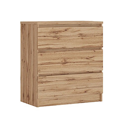 3XELIVING Commode 3 Tiroirs : Chêne Wotan, 70 x 39 x 79 cm