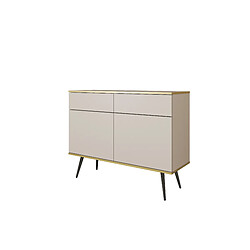 3XELIVING Commode : Beige, pieds noirs, 107 x 39 x 85 cm