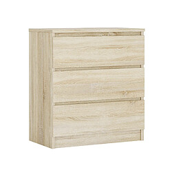 3XELIVING Commode 3 Tiroirs, Chêne Sonoma, 70 x 39 x 79 cm