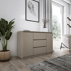 3XELIVING Commode 2 portes 3 tiroirs, 120 x 78 x 39 cm, couleur: brun