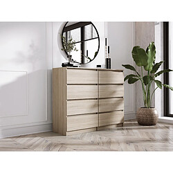 3XELIVING Commode 8 Tiroirs, Chêne Sonoma, 138 x 39 x 101 cm