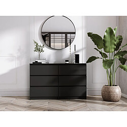 Avis 3XELIVING Commode 6 Tiroirs : Noir Mat, 120 x 39 x 79 cm