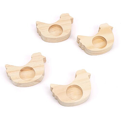 Vendos85 Lot de 4 coquetiers en bois lapin et poussin