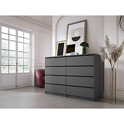 3XELIVING Commode 8 Tiroirs, Anthracite, 138 x 39 x 101 cm