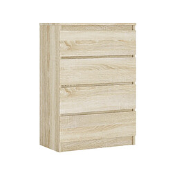 3XELIVING Commode 4 Tiroirs, Chêne Sonoma, 70 x 39 x 101 cm