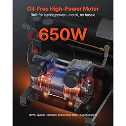 Vevor Compresseur air sans huile 18L, 2,0CFM à 90PSI, 120PSI max, silencieux