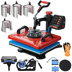 Vevor Presse a Chaud 10 en 1 Machine de Sublimation de Transfert 30x38 cm Machine de Presse a Chaud Rouge Numerique LCD 1000 W Transfert Efficace pour T-Shirt Chapeau Casquette Tasse Assiette Stylo