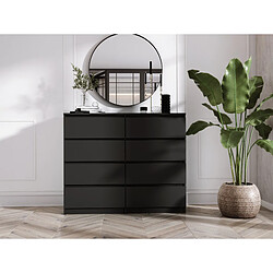 Avis 3XELIVING Commode 8 Tiroirs, Noir Mat, 120 x 39 x 101 cm