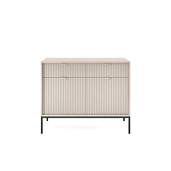 3XELIVING Commode : 2 Tiroirs, 2 Portes, Cachemire, Noir, 104 x 83 x 39 cm, poignées dorées