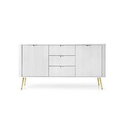 3XELIVING Commode Blanc, pieds: or, 168 x 87 x 39 cm