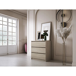3XELIVING Commode 3 Tiroirs, Chêne Sonoma, 70 x 39 x 79 cm
