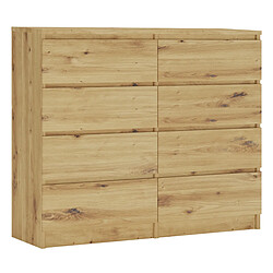Avis 3XELIVING Commode 8 tiroirs : Chêne Artisan, 120 x 101 x 39 cm