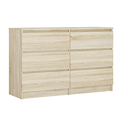 3XELIVING Commode 6 Tiroirs : Chêne Sonoma, 120 x 39 x 79 cm