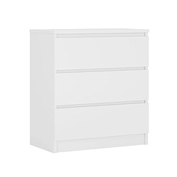 3XELIVING Commode 3 Tiroirs : Blanc Mat, 70 x 39 x 79 cm