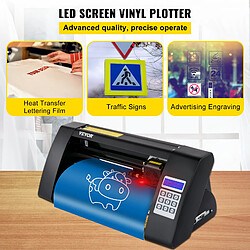Vevor Plotter de Decoupe Vinyle 375 mm Traceur de Coupe, Machine de Decoupe Vinyle avec Logiciel Signmaster, Compatible Systeme Windows Coupe-Vinyle Precis avec 3 Lames Ecran LCD pour Tracer Decouper