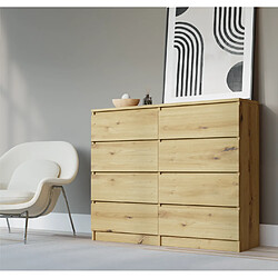 3XELIVING Commode 8 tiroirs : Chêne Artisan, 120 x 101 x 39 cm
