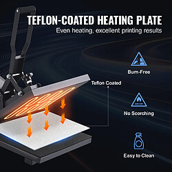 Vevor Presse a Chaud 38 x 38 cm, Machine de Sublimation Textile 1200 W Chauffage Rapide, Presse a Chaleur Transfert par Sublimation, Numerique et Industrielle, pour T-shirts/Sacs/Oreillers, Noir pas cher