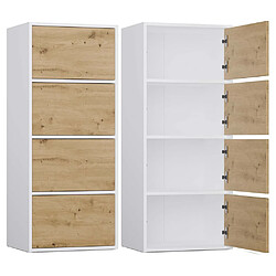 3XELIVING Commode, blanc / chêne Artisan, 50 x 119 x 40 cm