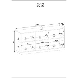 Avis 3XELIVING Commode : 3 portes, 6 étagères, Blanc Mat, 153,4 cm x 71,6 cm x 39 cm