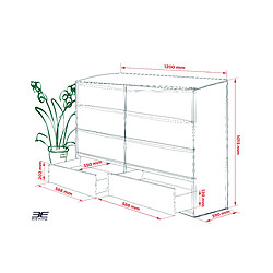 3XELIVING Commode 8 tiroirs : Chêne Artisan, 120 x 101 x 39 cm pas cher