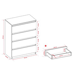 Acheter 3XELIVING Commode 4 tiroirs, Anthracite, 70 x 39 x 101 cm