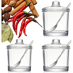 Vendos85 Ensemble de 3 sucriers en verre avec cuillère