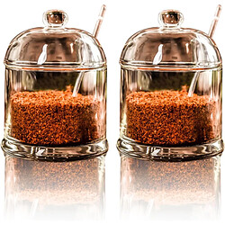 Vendos85 Sucrier en verre 270?ml avec couvercle et cuillère