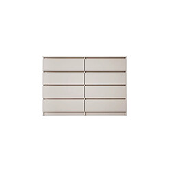 3XELIVING Commode : 8 tiroirs, cachemire, 139 x 102 x 39 cm