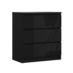 3XELIVING Commode 3 Tiroirs, Noir Mat / Noir Brillant, 70 x 39 x 79 cm