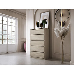 3XELIVING Commode 5 Tiroirs, Chêne Sonoma, 70 x 39 x 125 cm