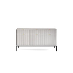 3XELIVING Commode : 3 Tiroirs, 3 Portes, Gris, Noir, 154 x 83 x 39 cm, poignées dorées