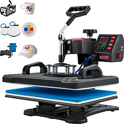 Vevor 5 en 1 Presse a Chaud Machine de Sublimation Textile 30x38 cm Machine deImpression 1250 W Presse a Chaleur Polyvalente Pivotante a 360° Transfert Efficace Imprimante pour T-shirts Casquettes