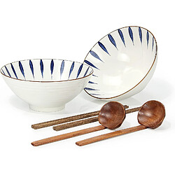 Vendos85 Bol à ramen japonais en porcelaine 1000 ml blanc motif