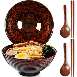 Vendos85 Bol à ramen japonais 1200 ml en céramique artisanale rouge