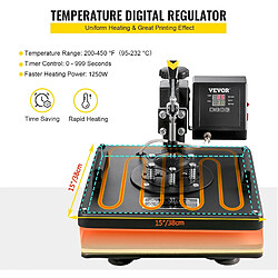 Acheter Vevor Machine De Presse Chaude 5 en 1 Double Affichage 38 x 38CM Presse De Chaleur 1000W Presse de transfert Minuterie Electronique Controle Temperature Automatiquement Bricolage
