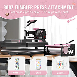 Avis Vevor Presse a Chaud 8-en-1, Plaque Chauffante 38x38 cm, Machine de Sublimation Textile avec Presse a Tasses 89 cL, Pivotant a 360°, Pressage Numerique, T-shirt/Chapeau/Tasse/Assiette, Noir et Rose