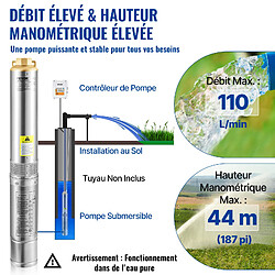 Avis VEVOR 4SDM4/6 - Pompe immergée pour puits profond 370 W 6600 L/h - Acier inoxydable