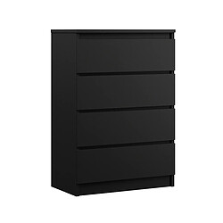 3XELIVING Commode 4 Tiroirs, Noir Mat, 70 x 39 x 101 cm