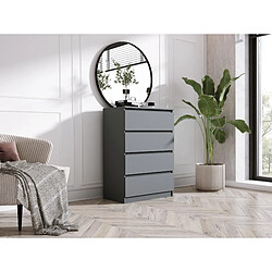 3XELIVING Commode 4 tiroirs, Anthracite, 70 x 39 x 101 cm