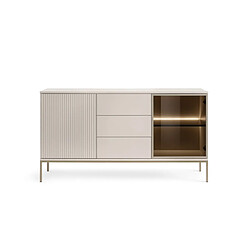 3XELIVING Commode large moderne et façade cannelée 154x83x39 cm, couleur Cachemire / Or