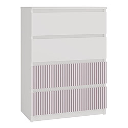Commode 3 Tiroirs Blanc Brillant 80x75x40 Cm | Meuble De Rangement Pour Chambre, Salon, Bureau - Design Moderne, Facile à Assembler