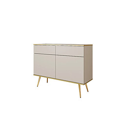 3XELIVING Commode : Beige, pieds dorés, 107 x 39 x 85 cm