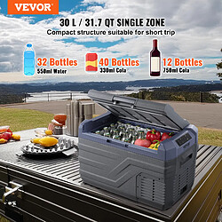 Vevor Réfrigérateur 30L, 12/24V CC/CA, zone unique, -20/20°C, camping extérieur