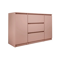 3XELIVING Commode 2 portes 3 tiroirs, 120 x 78 x 39 cm, couleur: rose